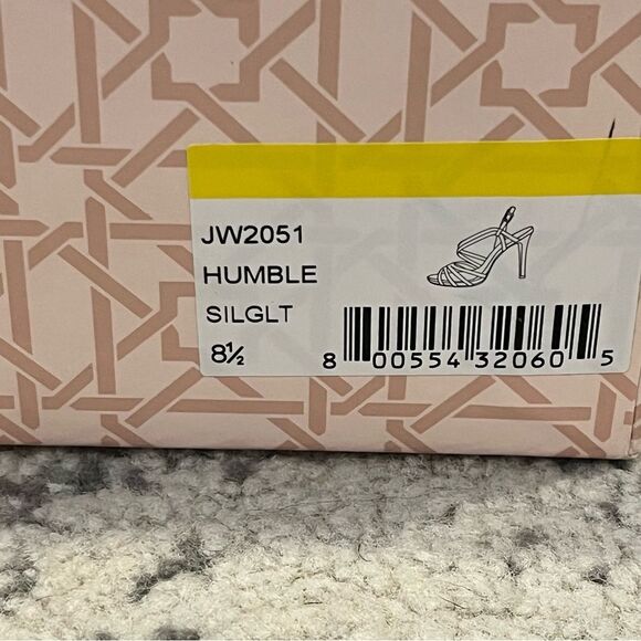 Jewel Badgley Mischka HUMBLE Silver Sparkle Strappy Sandal Heels Size 8.5 - Picture 10 of 10